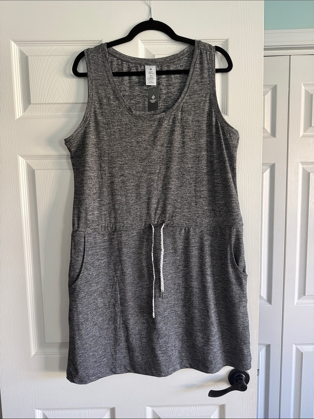Grey Drawstring Pocket Tank Dress